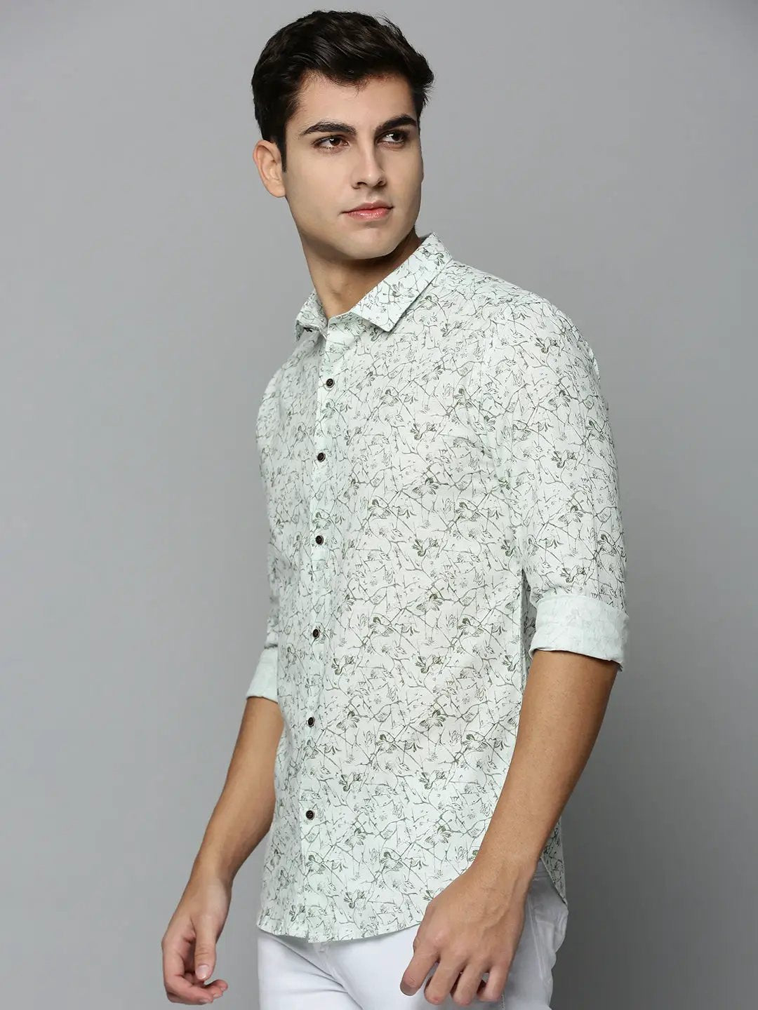 Men's Green Printed Casual Shirt