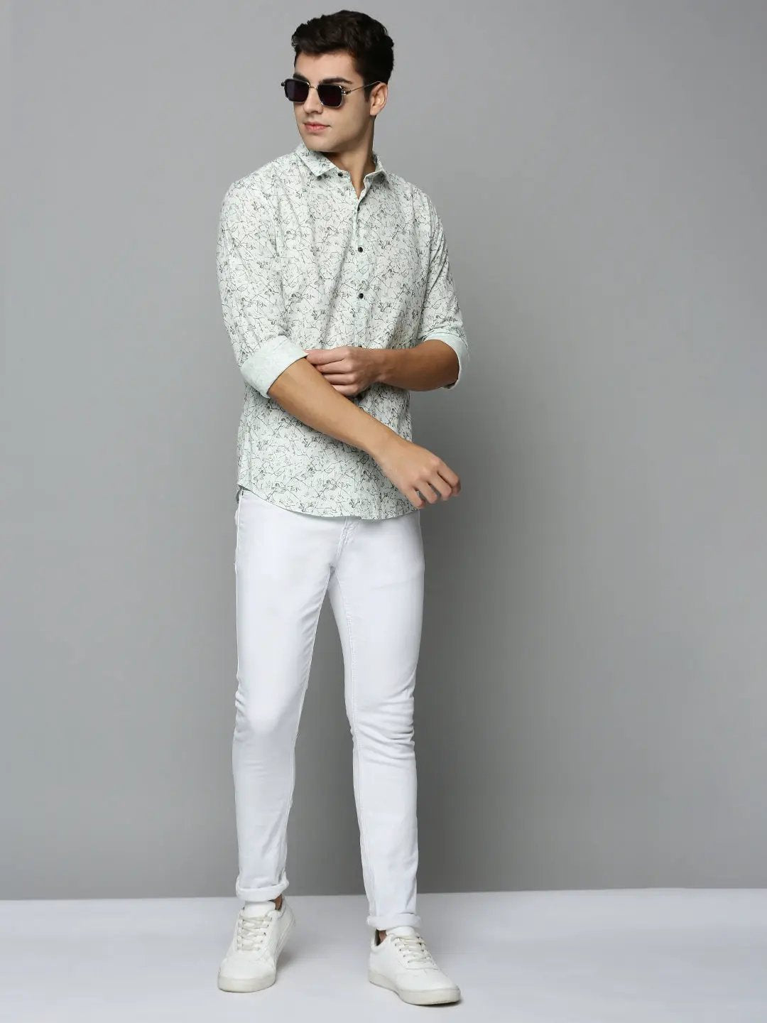 Men's Green Printed Casual Shirt