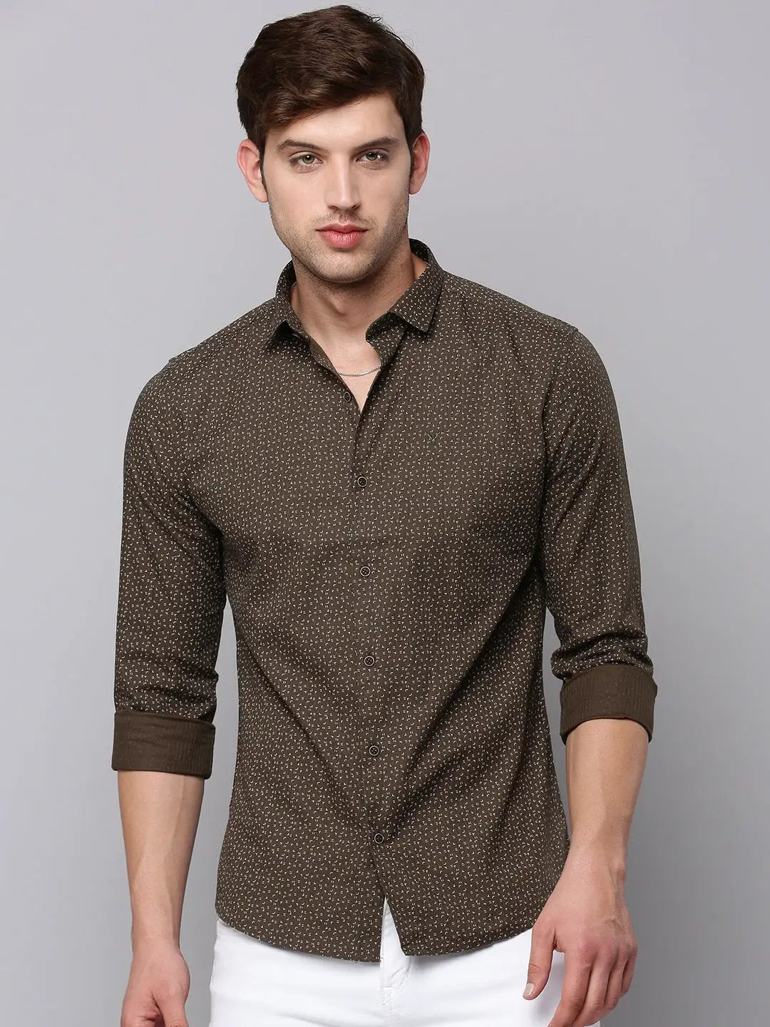 Men's Green Printed Casual Shirt