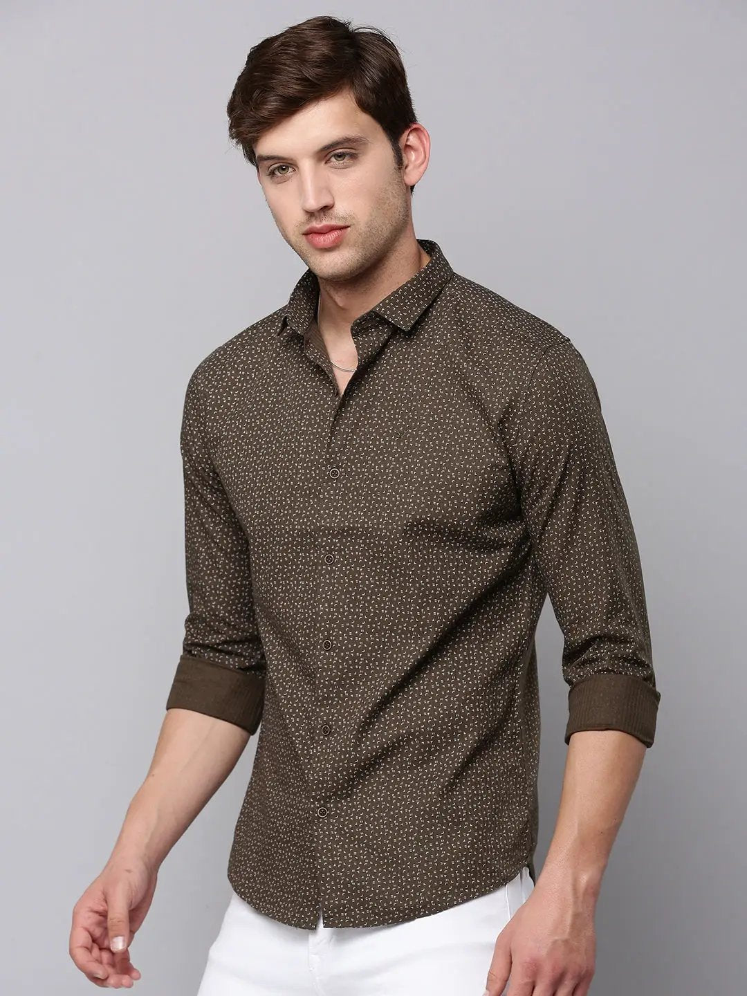 Men's Green Printed Casual Shirt