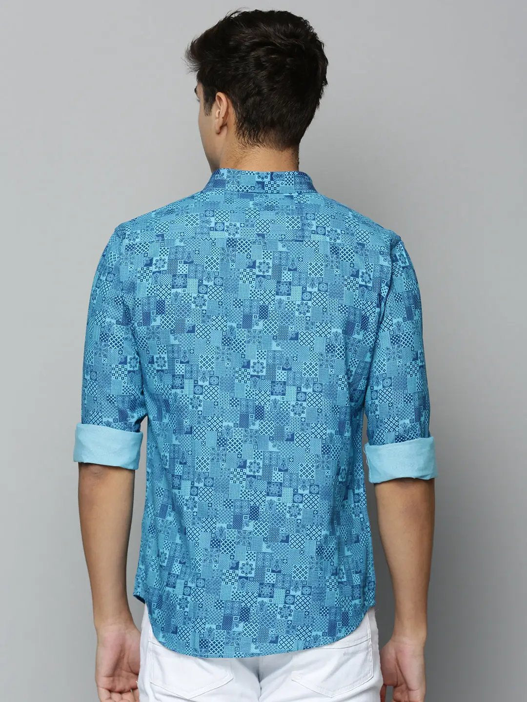 Men's Blue Printed Casual Shirt