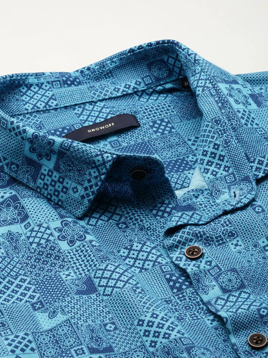 Men's Blue Printed Casual Shirt