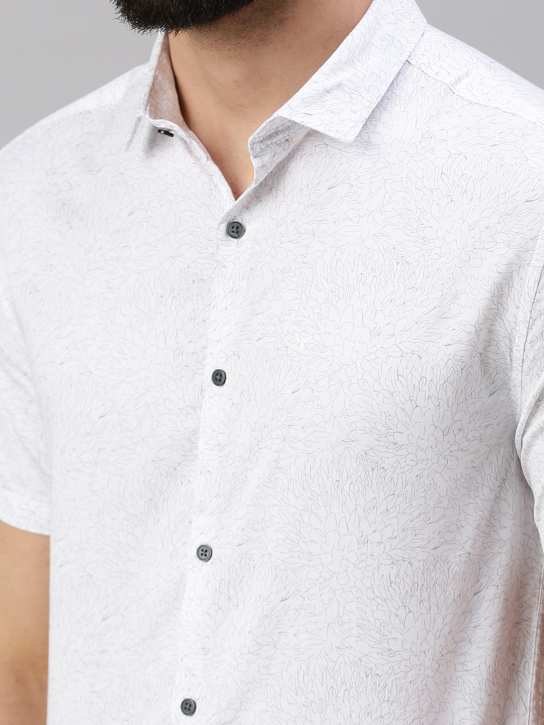 Men White Printed Casual Shirt