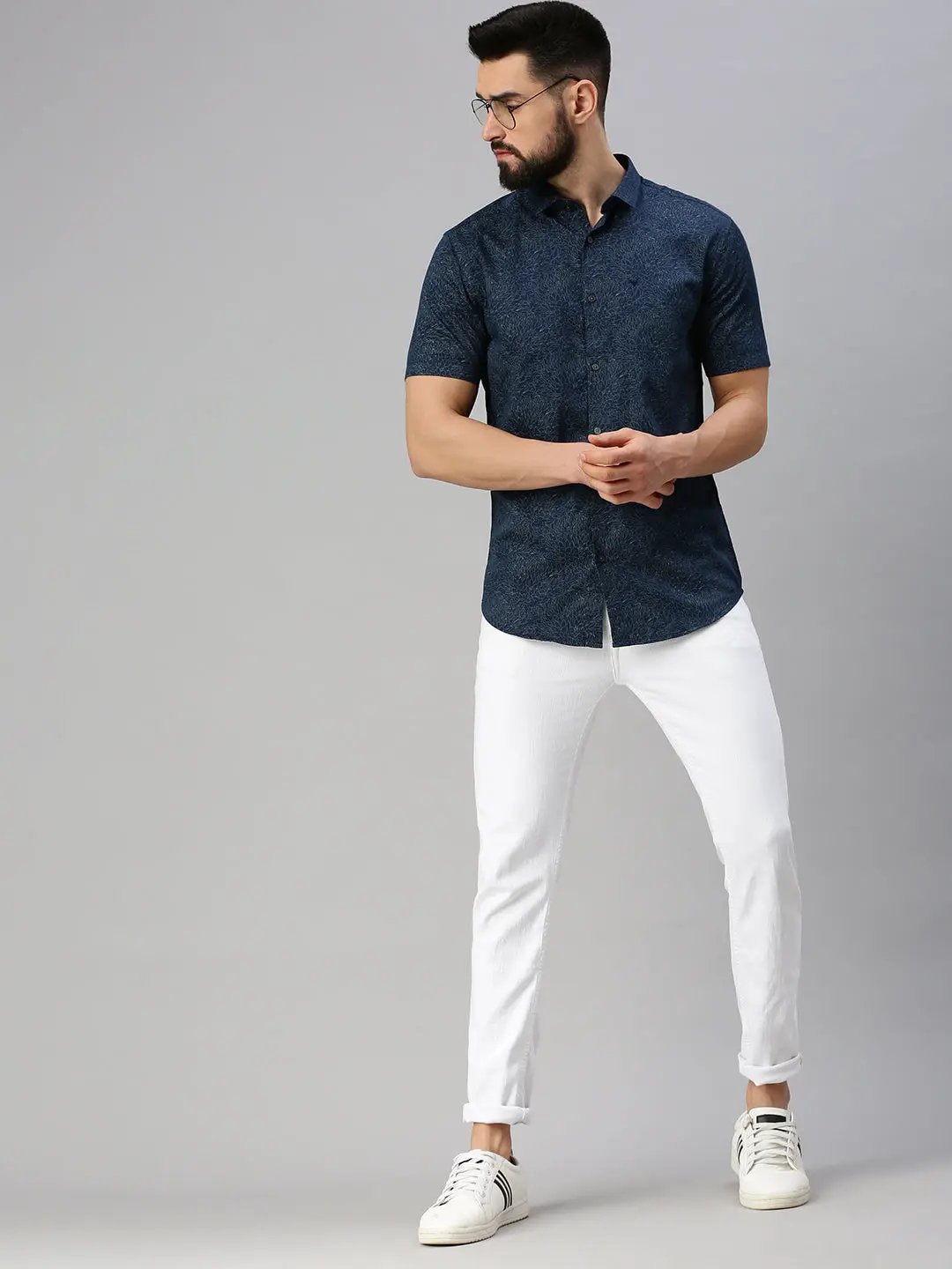 Men's Blue Abstract Casual Shirt