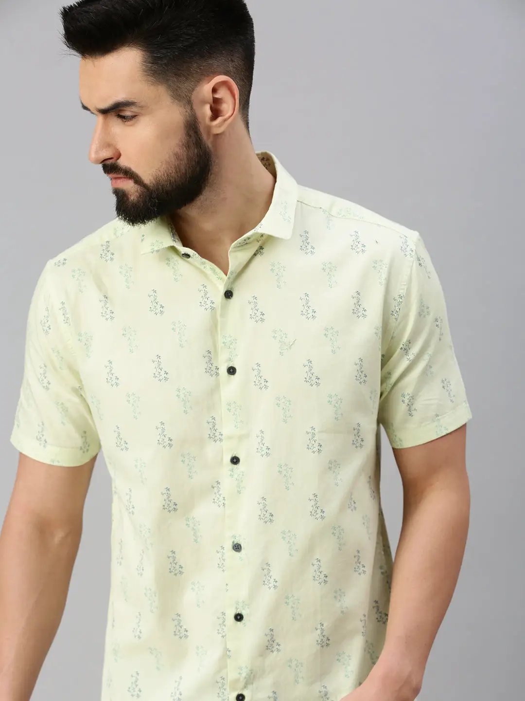Men's Green Printed Casual Shirt