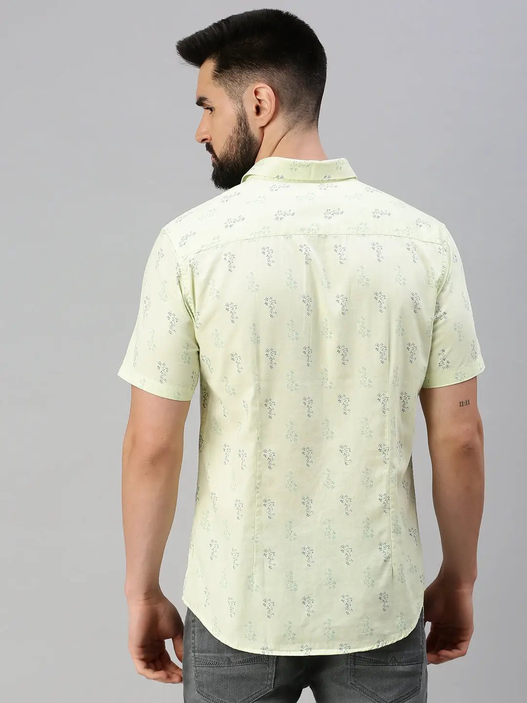 Men's Green Printed Casual Shirt