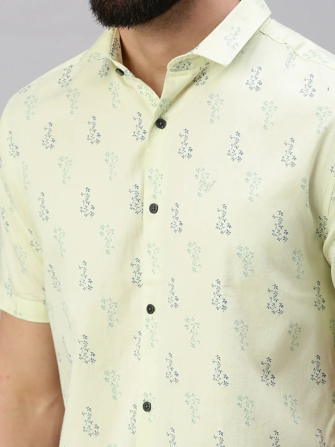 Men's Green Printed Casual Shirt