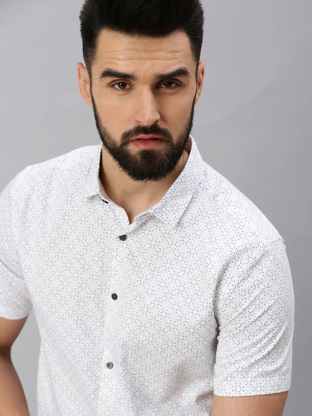Men's White Printed Casual Shirt