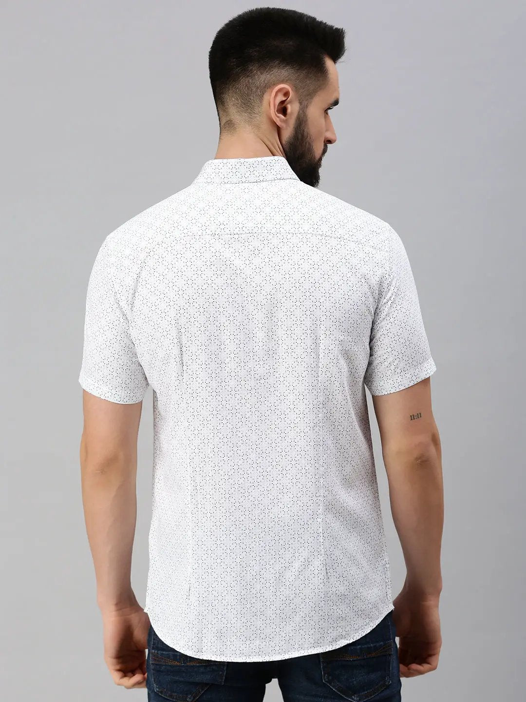 Men's White Printed Casual Shirt