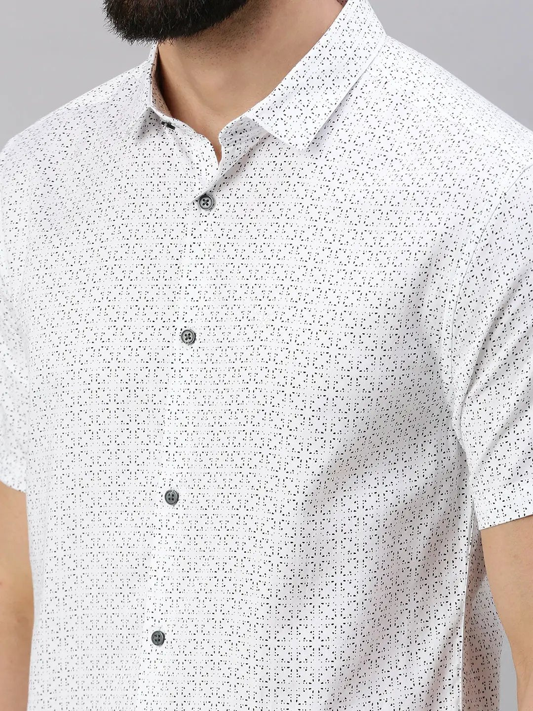 Men's White Printed Casual Shirt