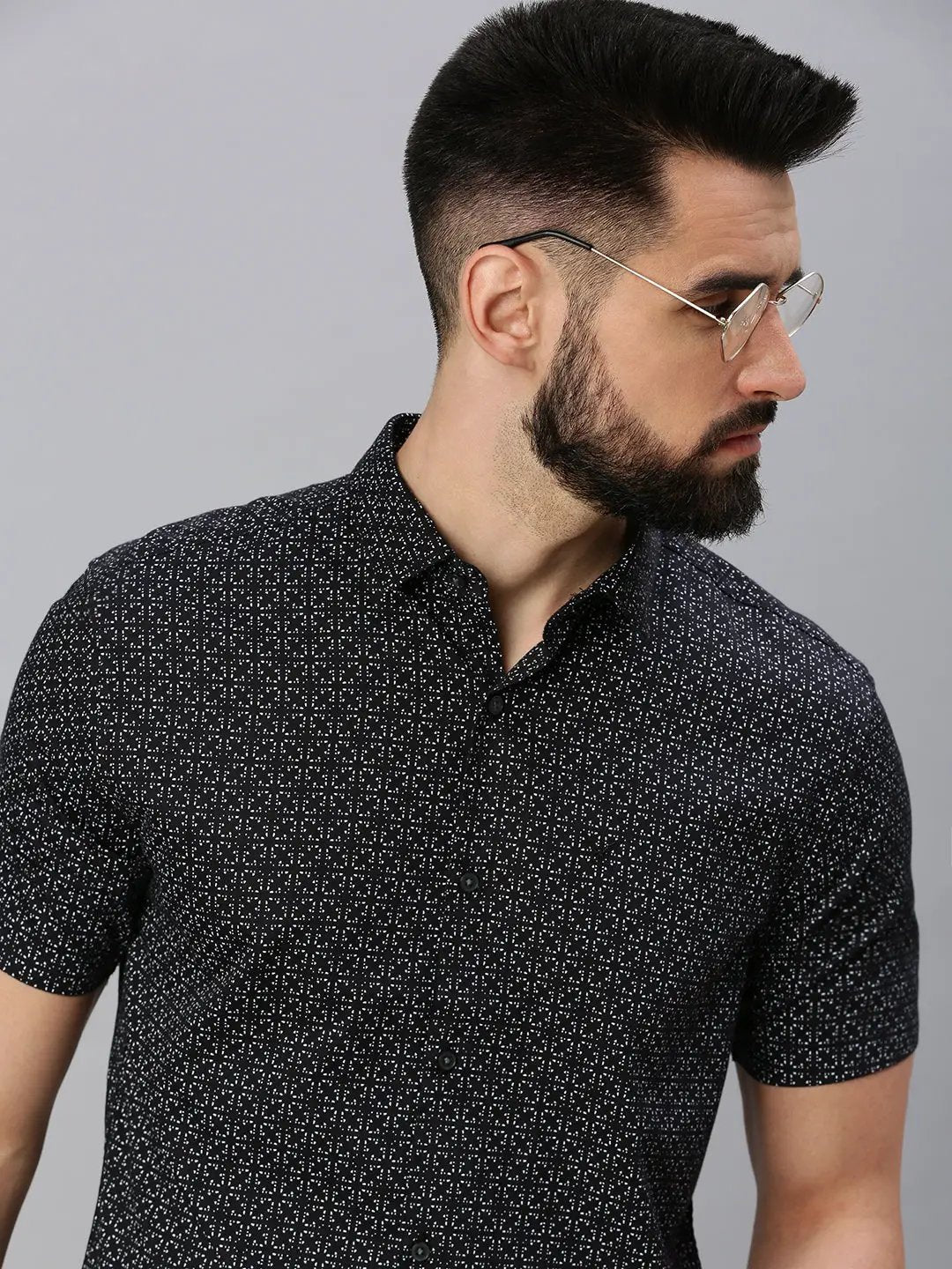 Men's Black Printed Casual Shirt