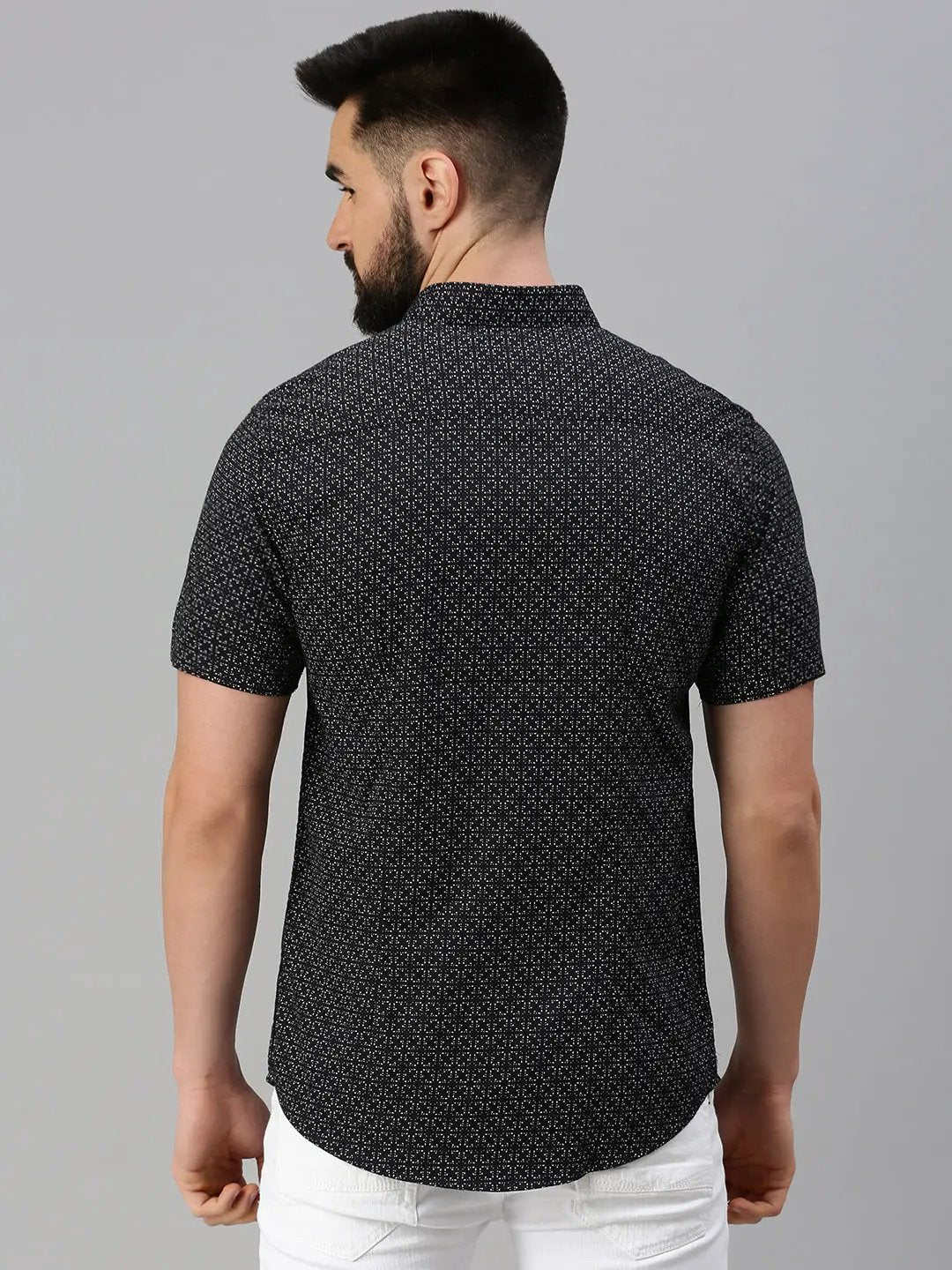 Men's Black Printed Casual Shirt