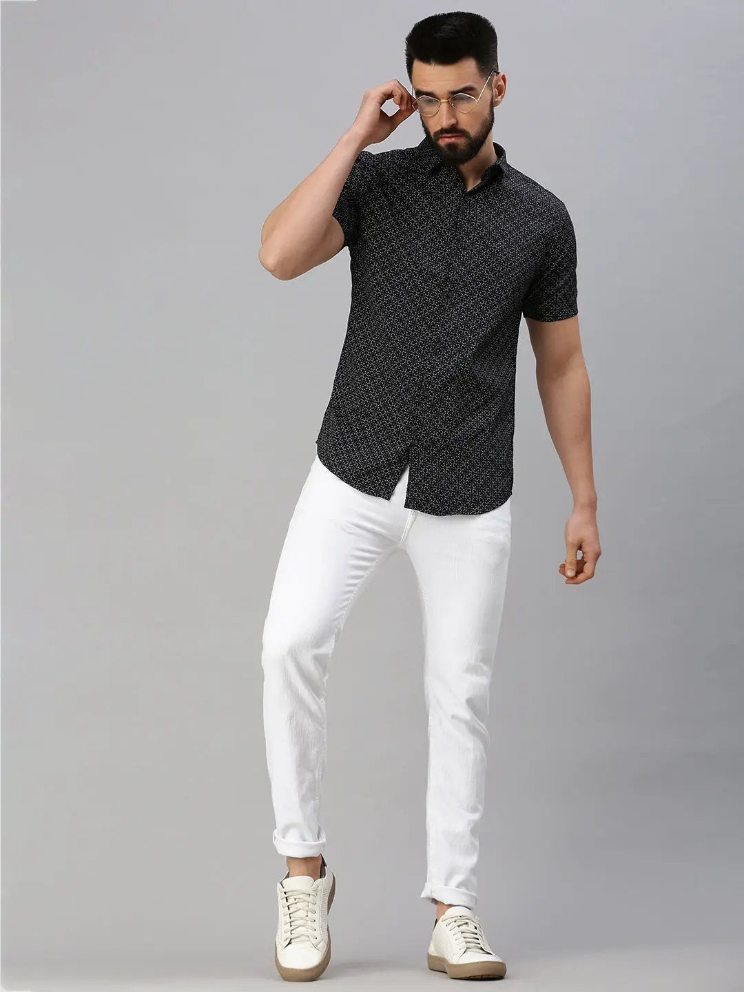 Men's Black Printed Casual Shirt