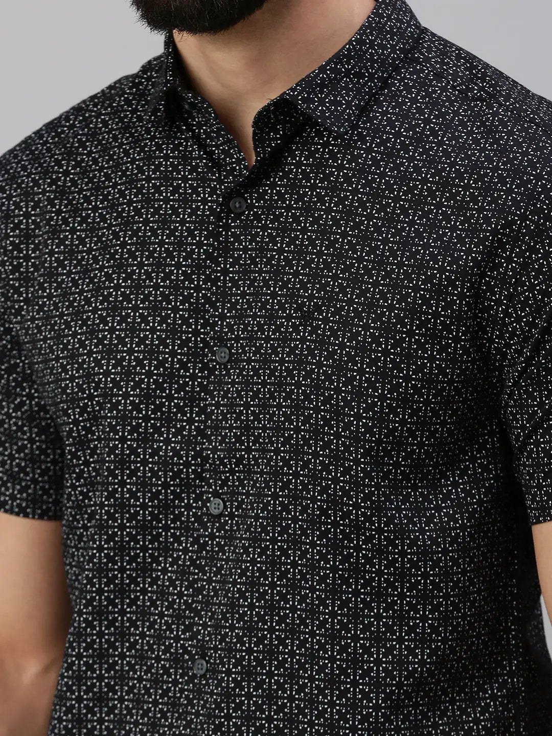 Men's Black Printed Casual Shirt