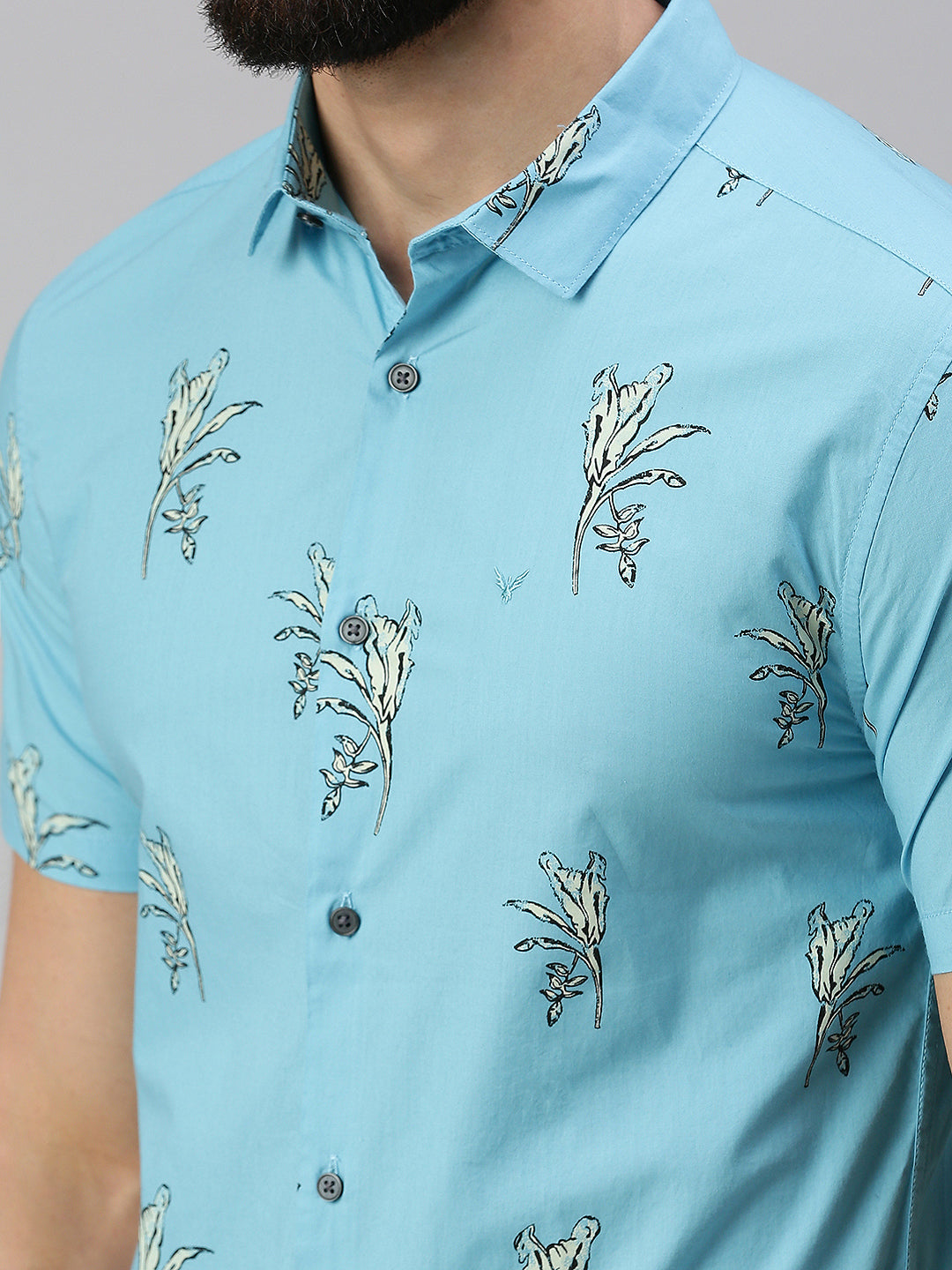 Men Blue Printed Casual Shirt