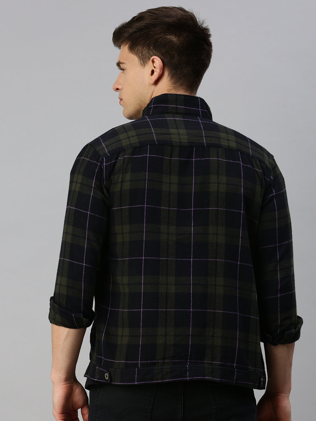 Men Black Checked Casual Jacket