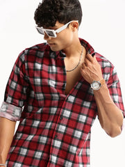Men Windowpane Check Shirts