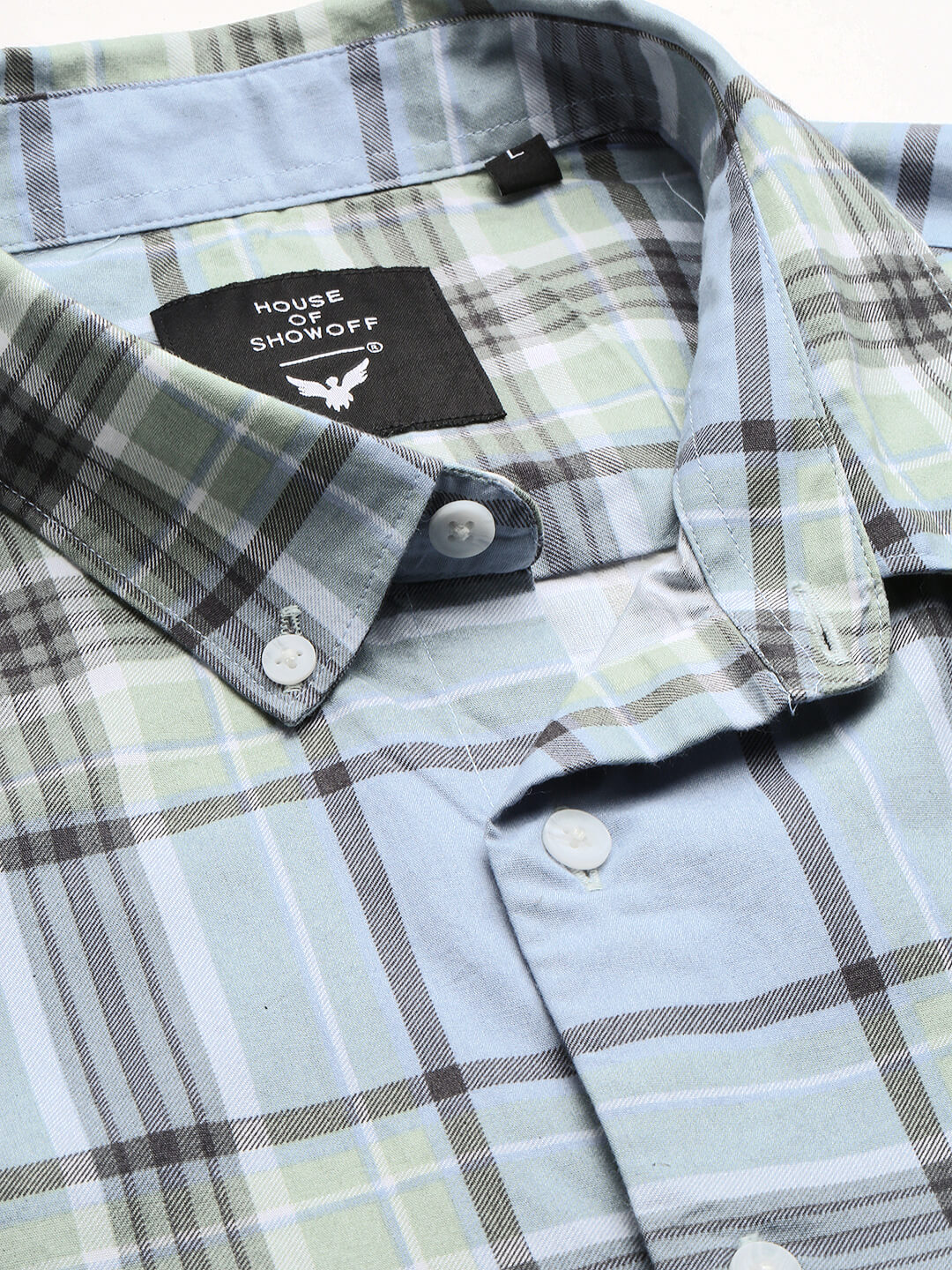 Men's Blue Tartan Checked Slim Fit Cotton Casual Shirt