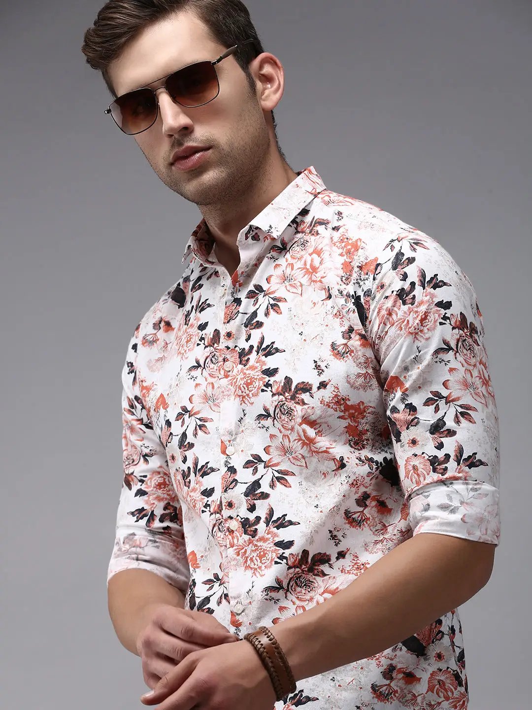Men's White Printed Casual Shirt