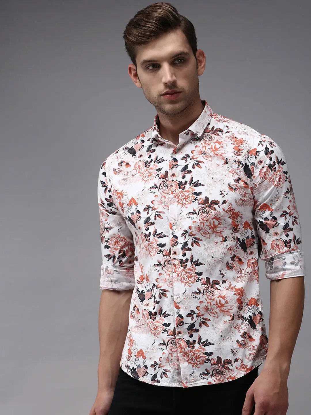 Men's White Printed Casual Shirt