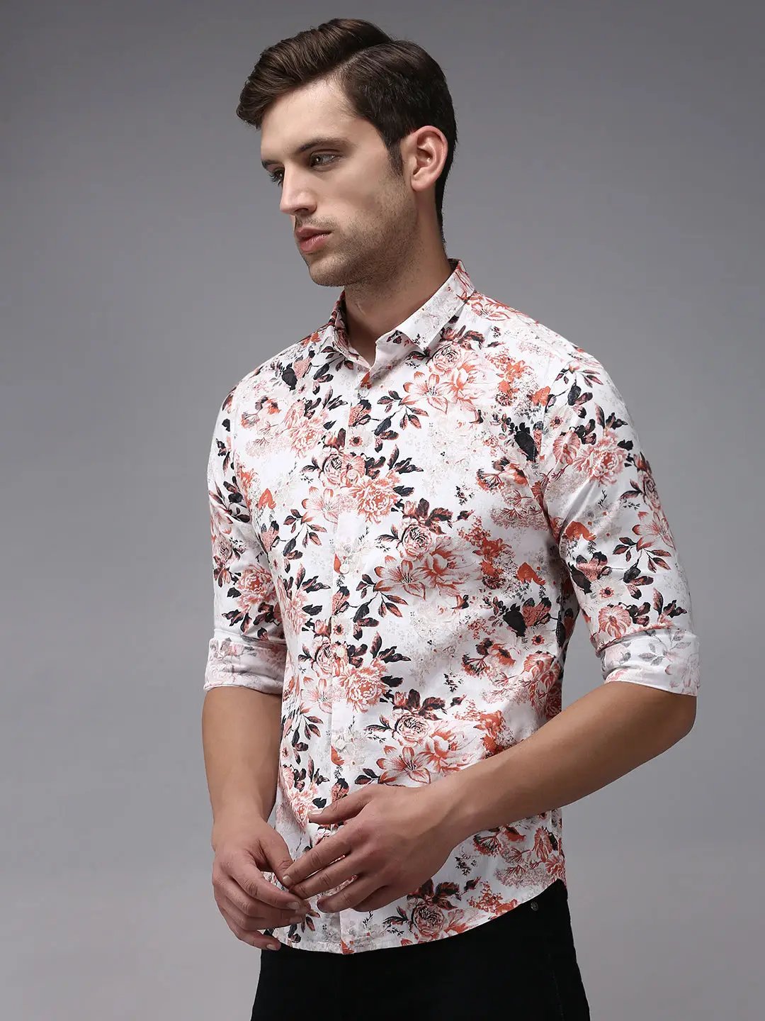 Men's White Printed Casual Shirt