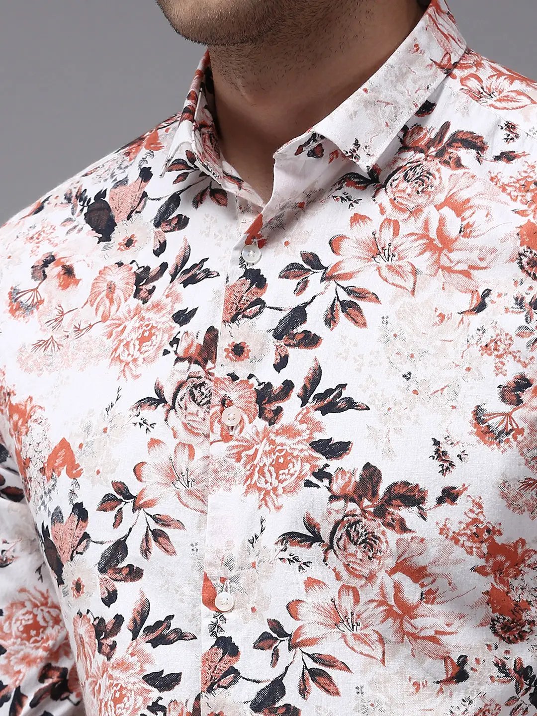 Men's White Printed Casual Shirt
