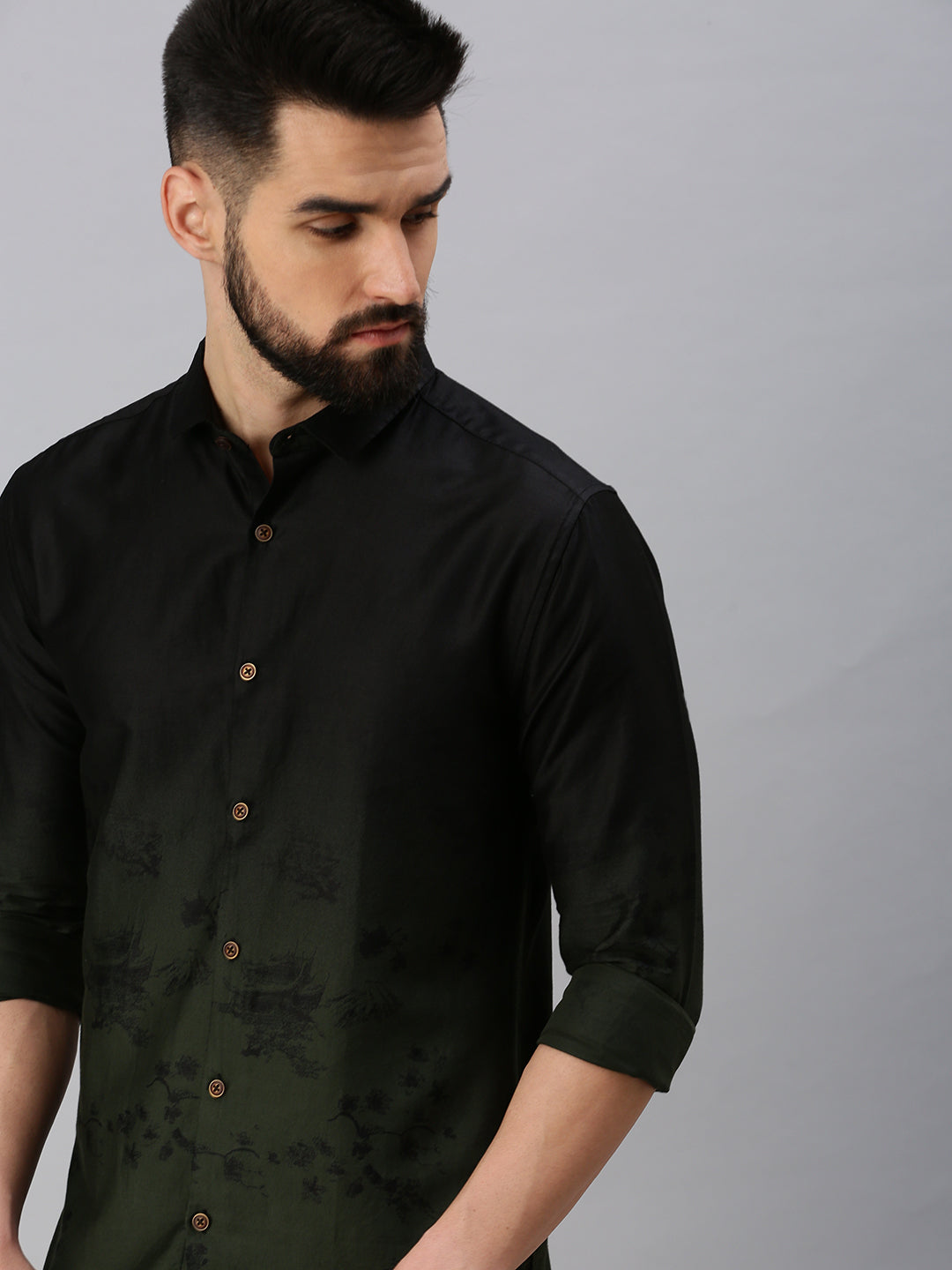 Men Black Printed Casual Shirt