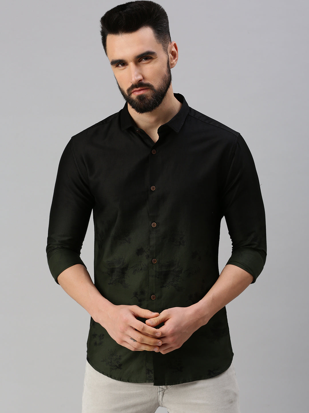 Men Black Printed Casual Shirt