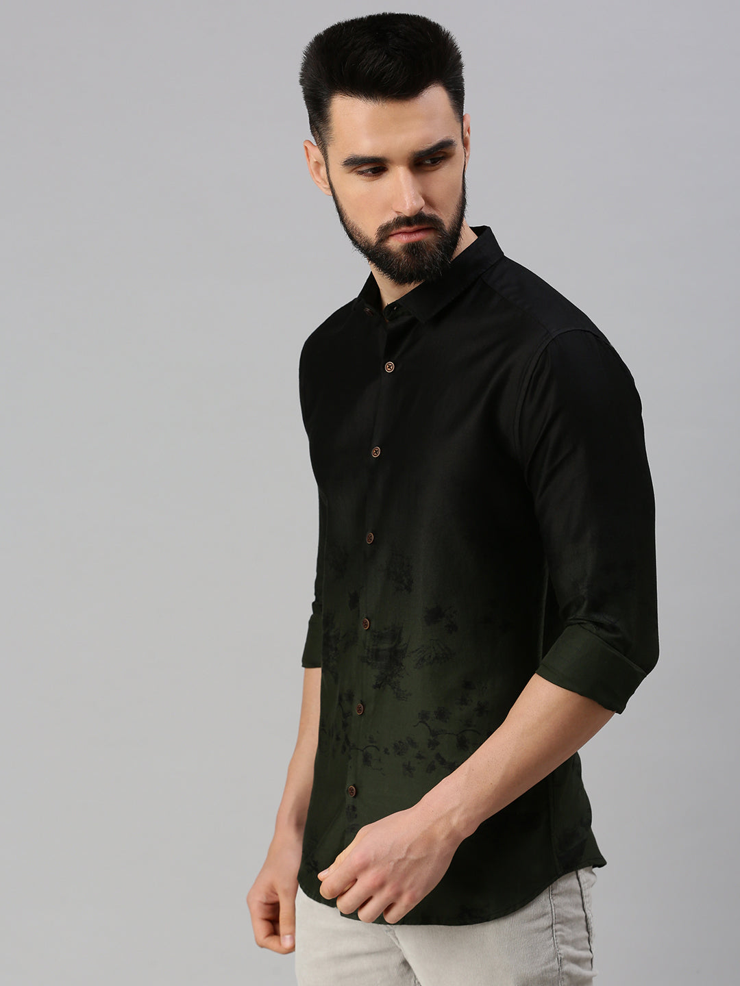 Men Black Printed Casual Shirt