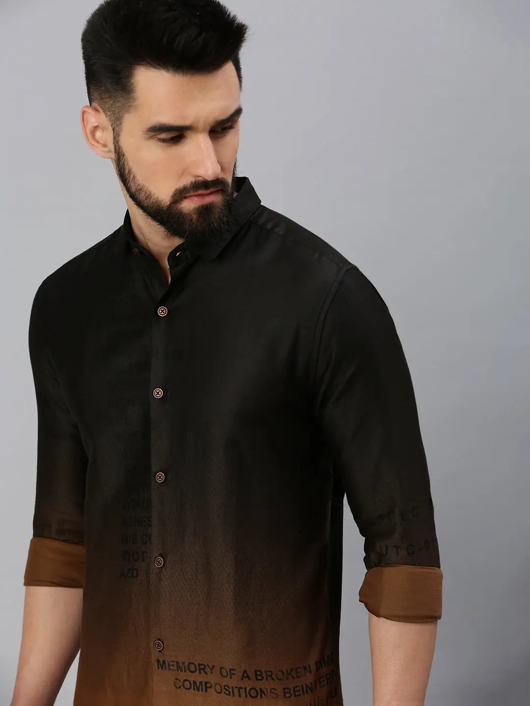 Men's Brown Printed Casual Shirt