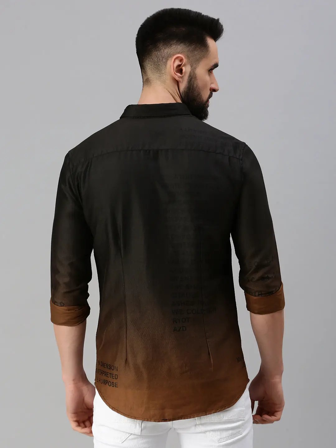 Men's Brown Printed Casual Shirt