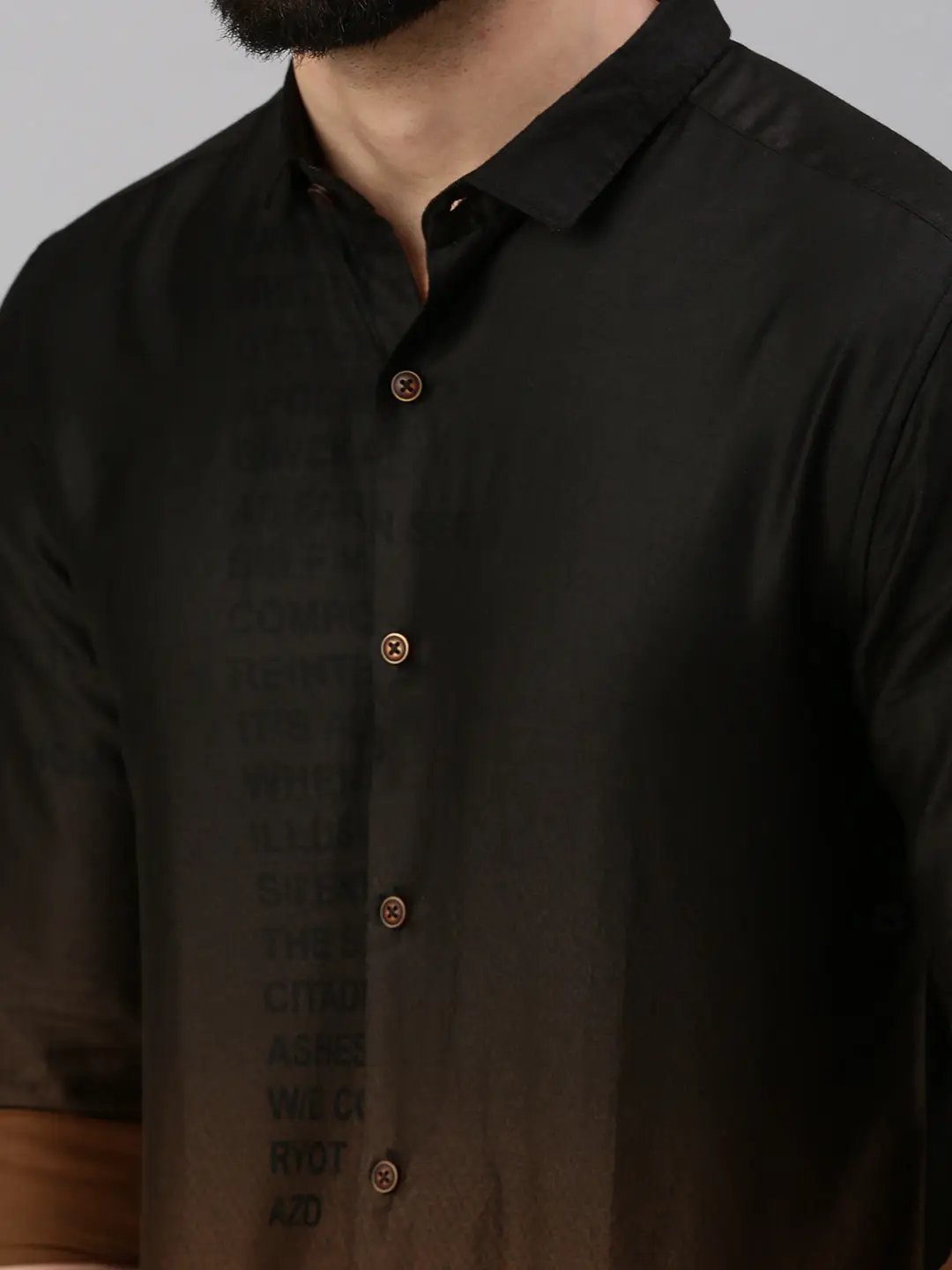 Men's Brown Printed Casual Shirt