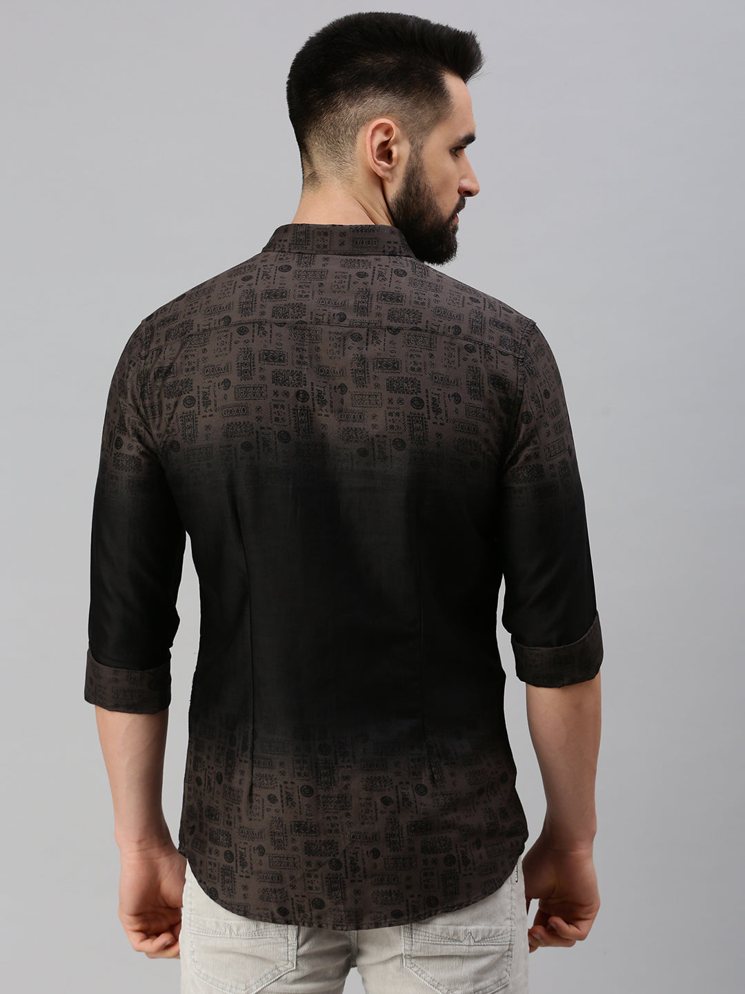 Men's Colourblocked Black Casual Shirt