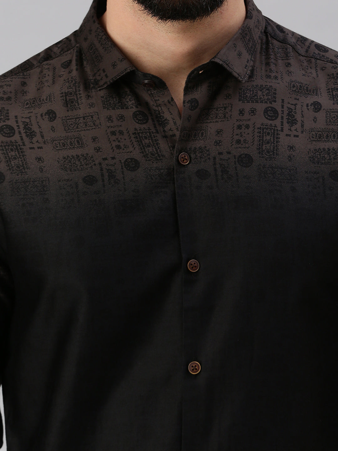 Men's Colourblocked Black Casual Shirt