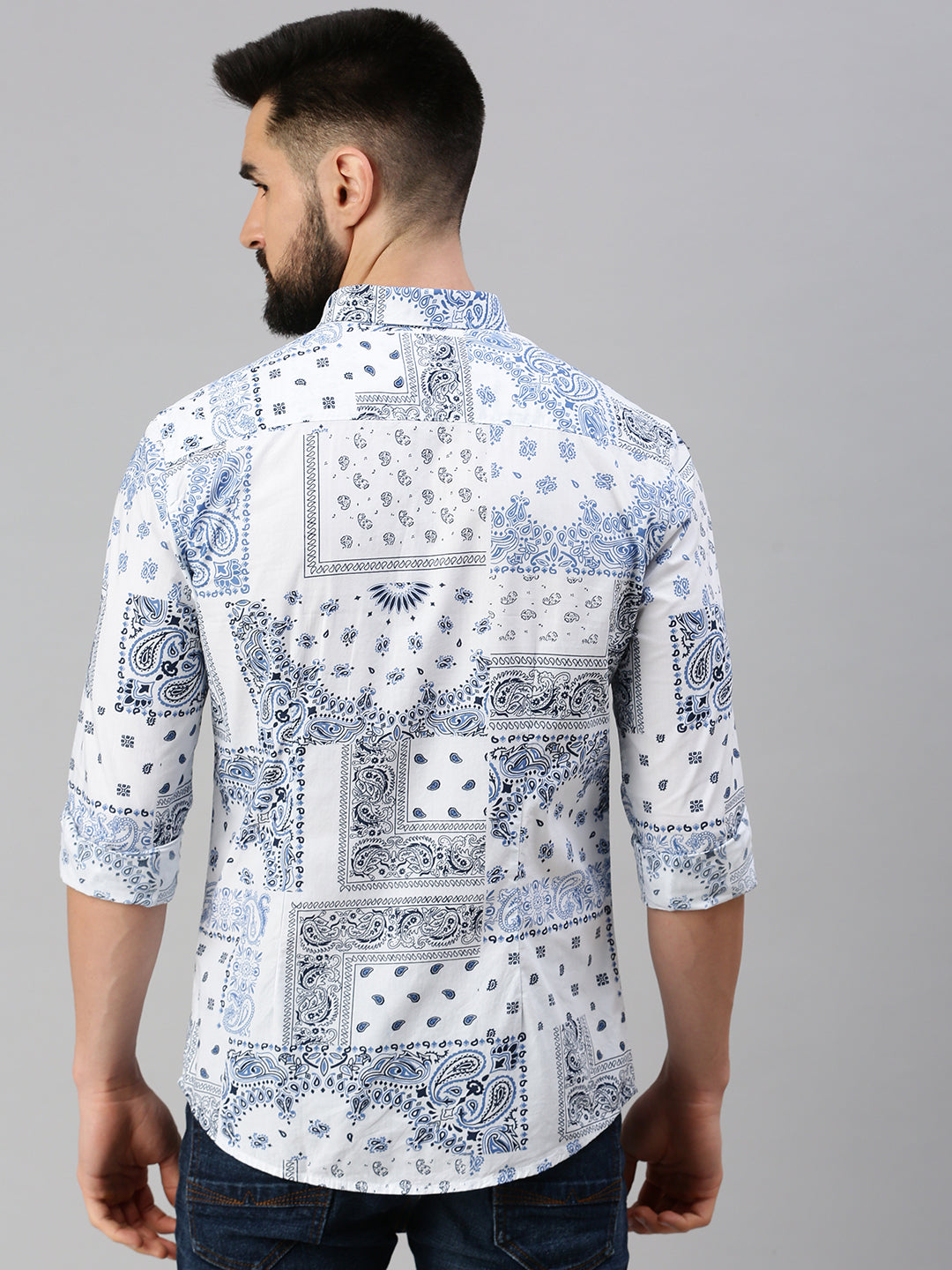 Men's Ethnic Motifs White Casual Shirt