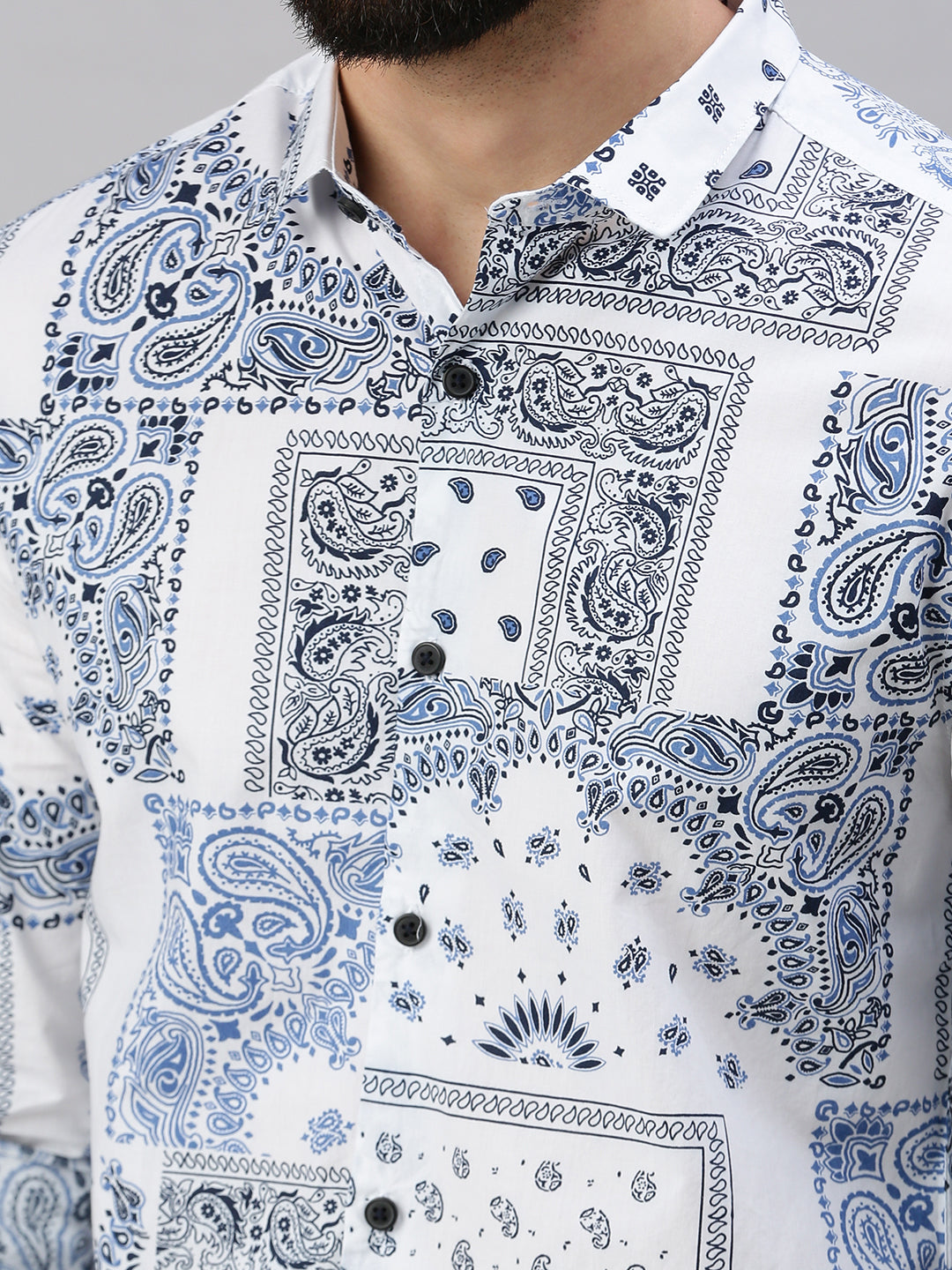 Men's Ethnic Motifs White Casual Shirt