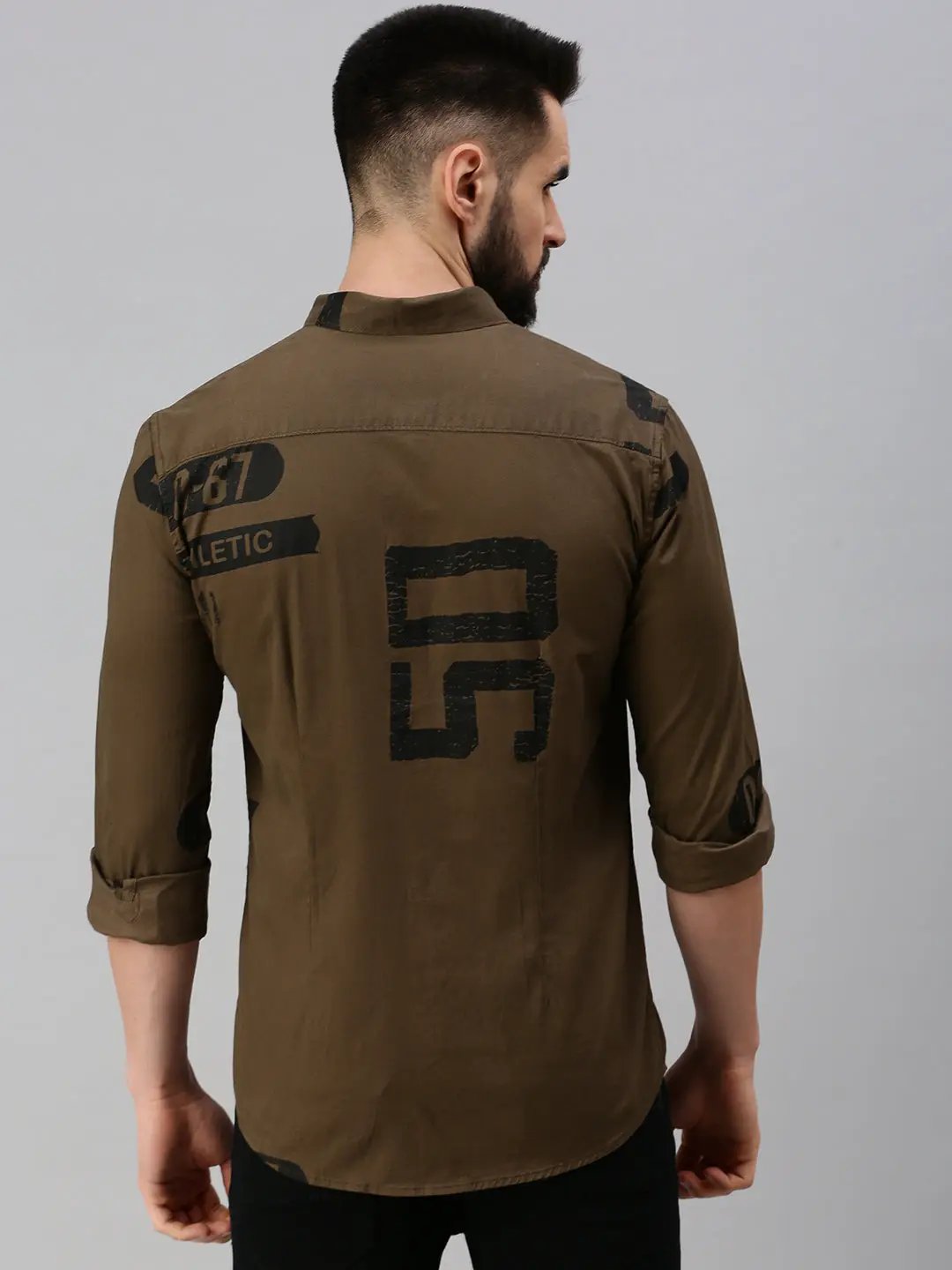 Men's Coffee Brown Printed Casual Shirt