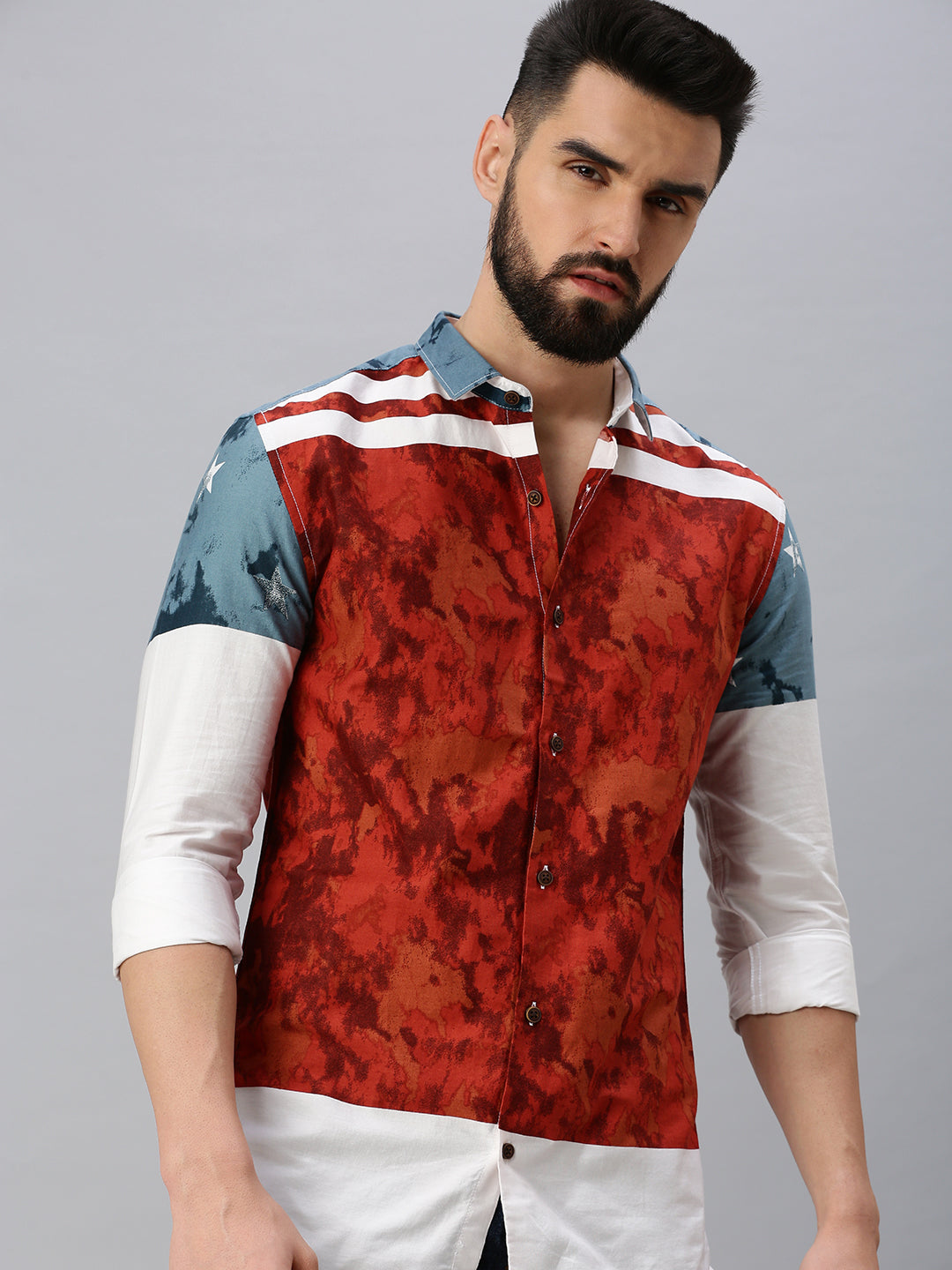 Men Red Printed Casual Shirt