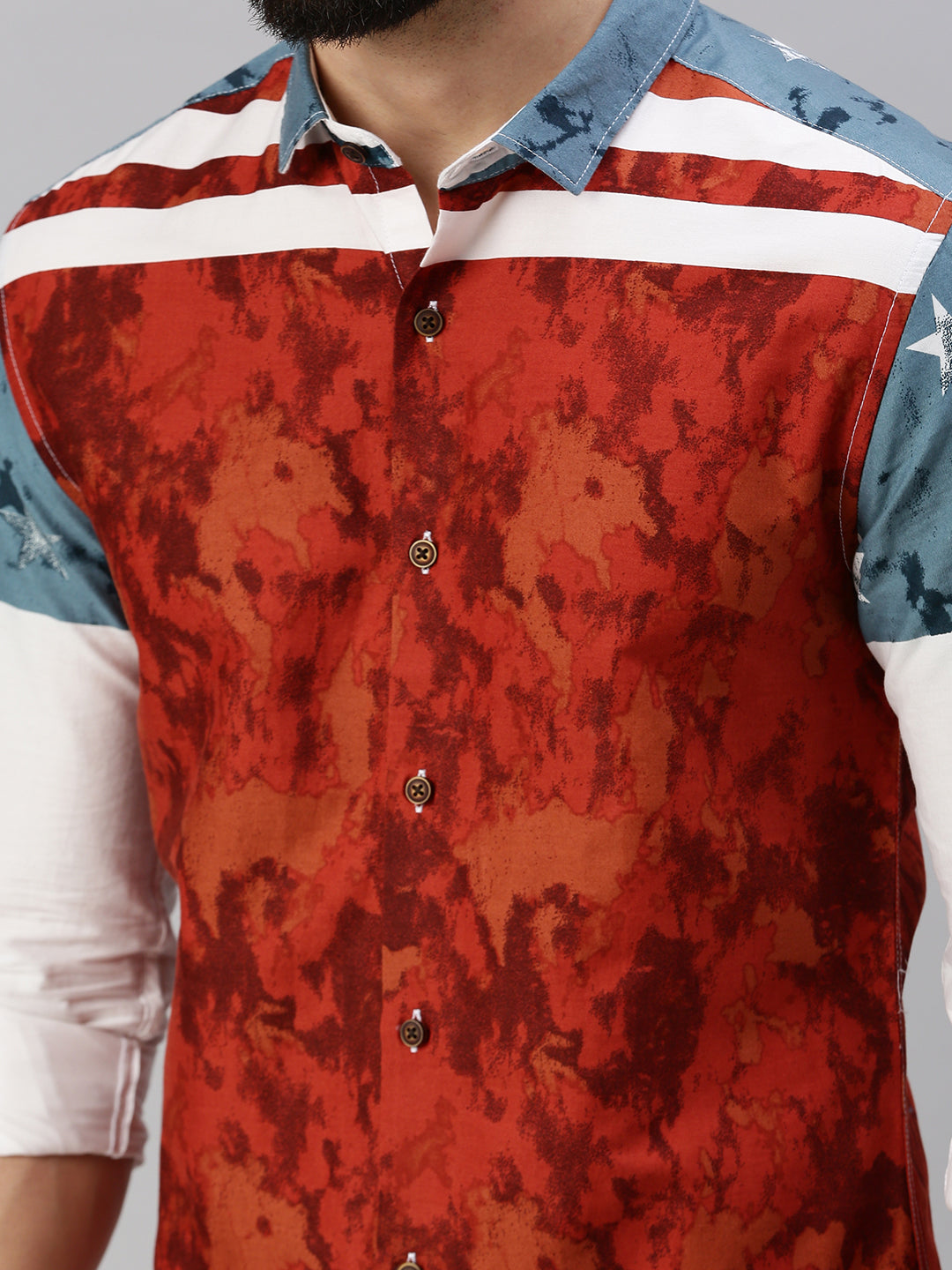 Men Red Printed Casual Shirt