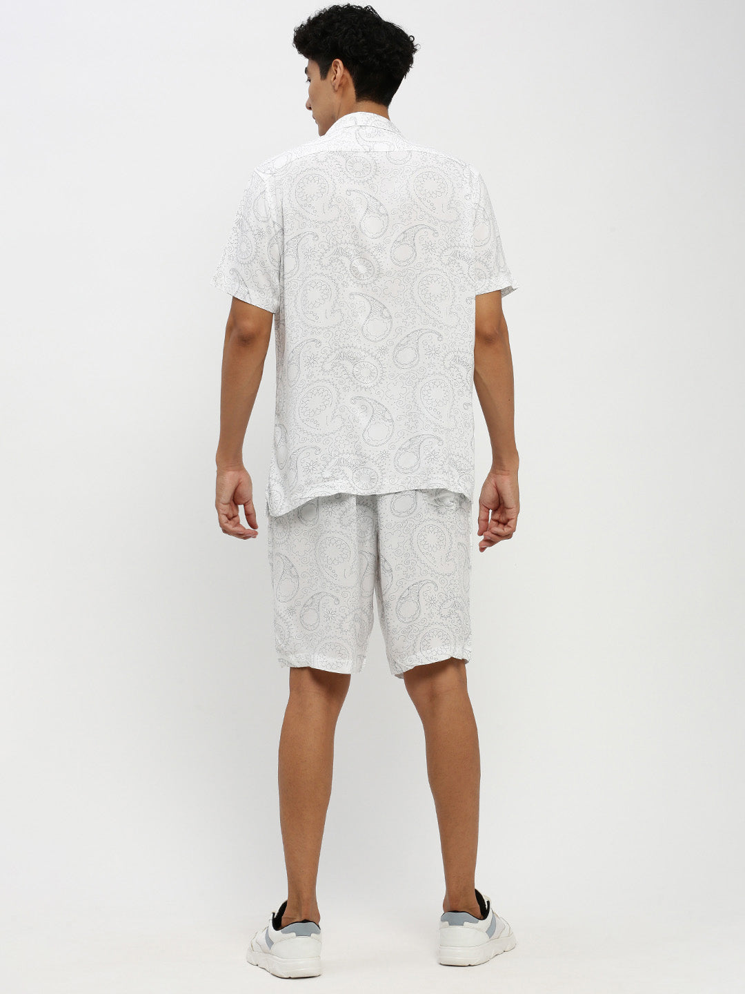 Men's White Printed Co-Ordss Set