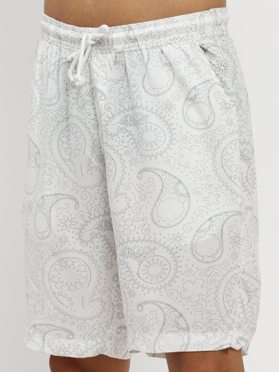 Men's White Printed Co-Ordss Set