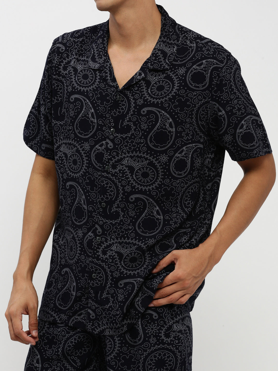 Men Black Printed Co ordSet