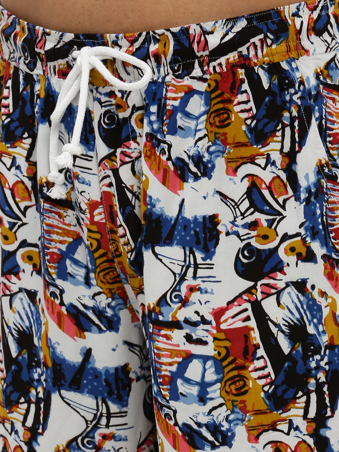 Men White Printed Co ordSet