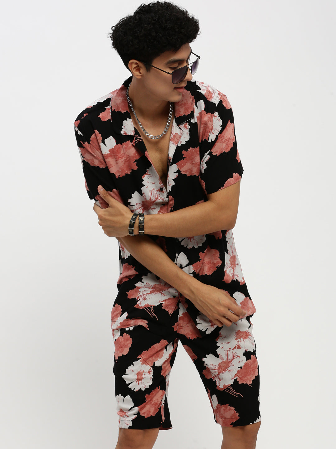 Men's Black Printed Co-Ordss Set