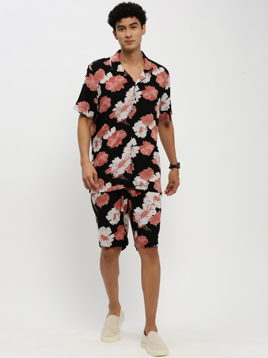 Men's Black Printed Co-Ordss Set