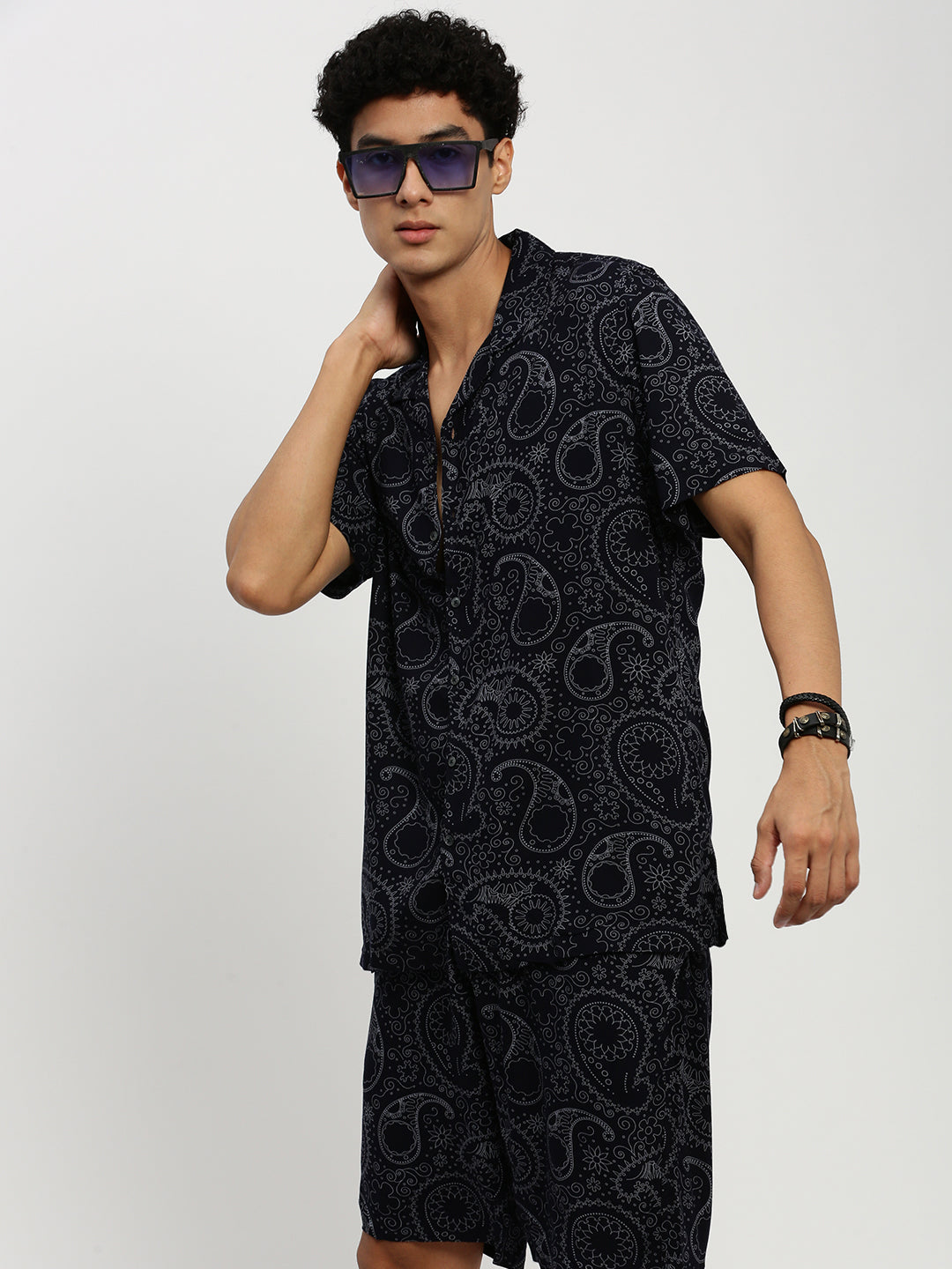 Men Navy Printed Co ordSet