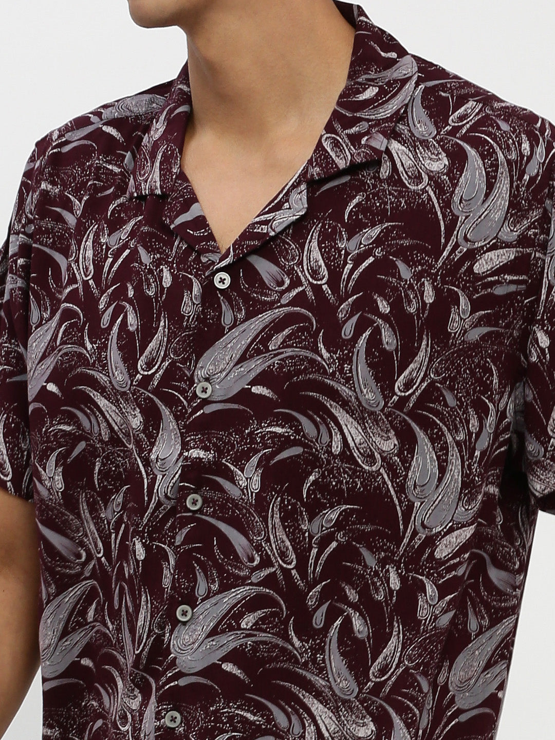 Men Magenta Printed Co ordSet