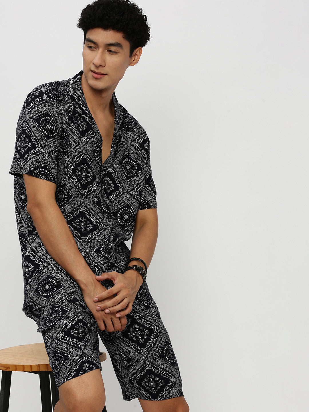 Men Navy Printed Co ordSet