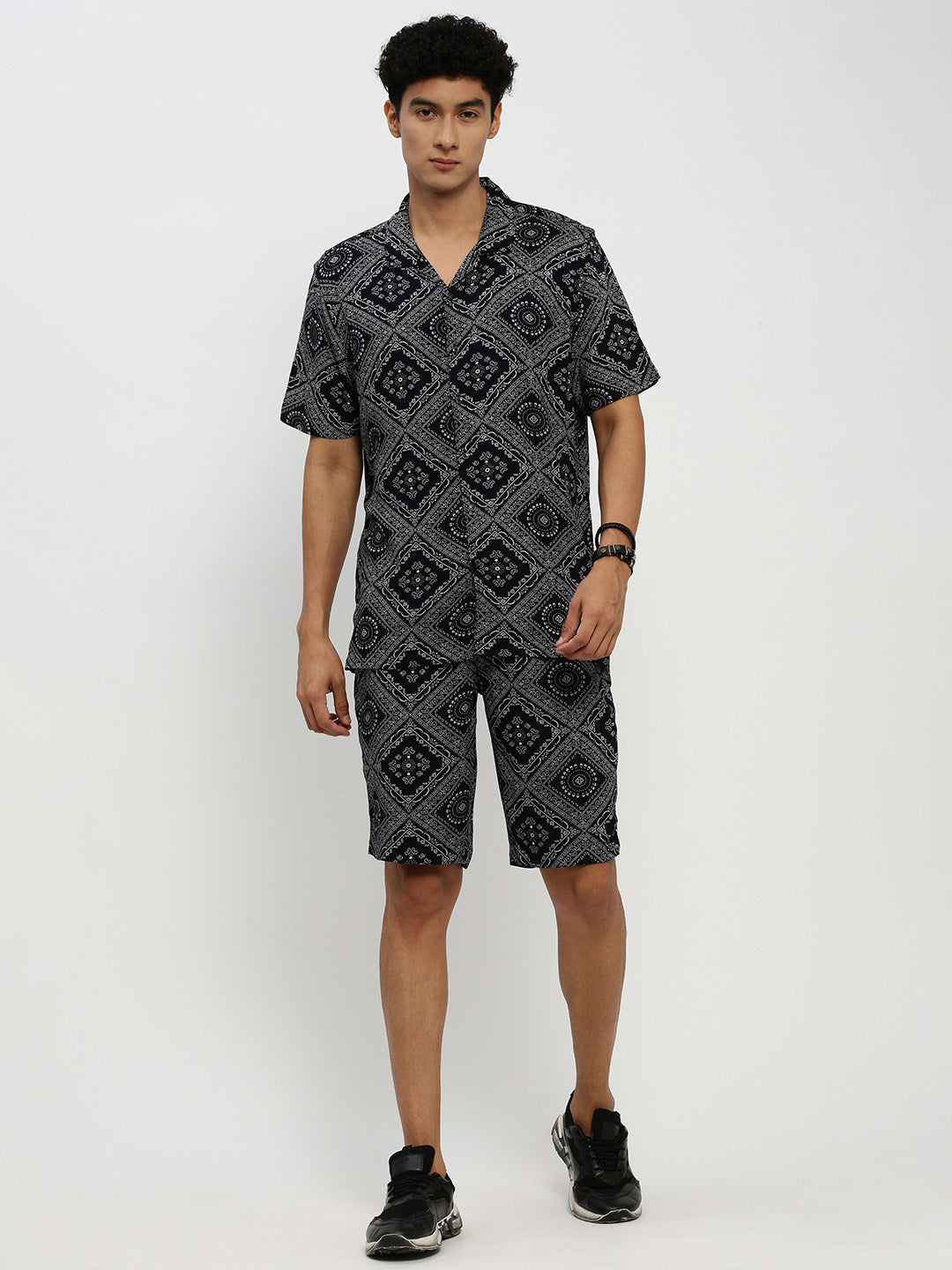 Men Navy Printed Co ordSet