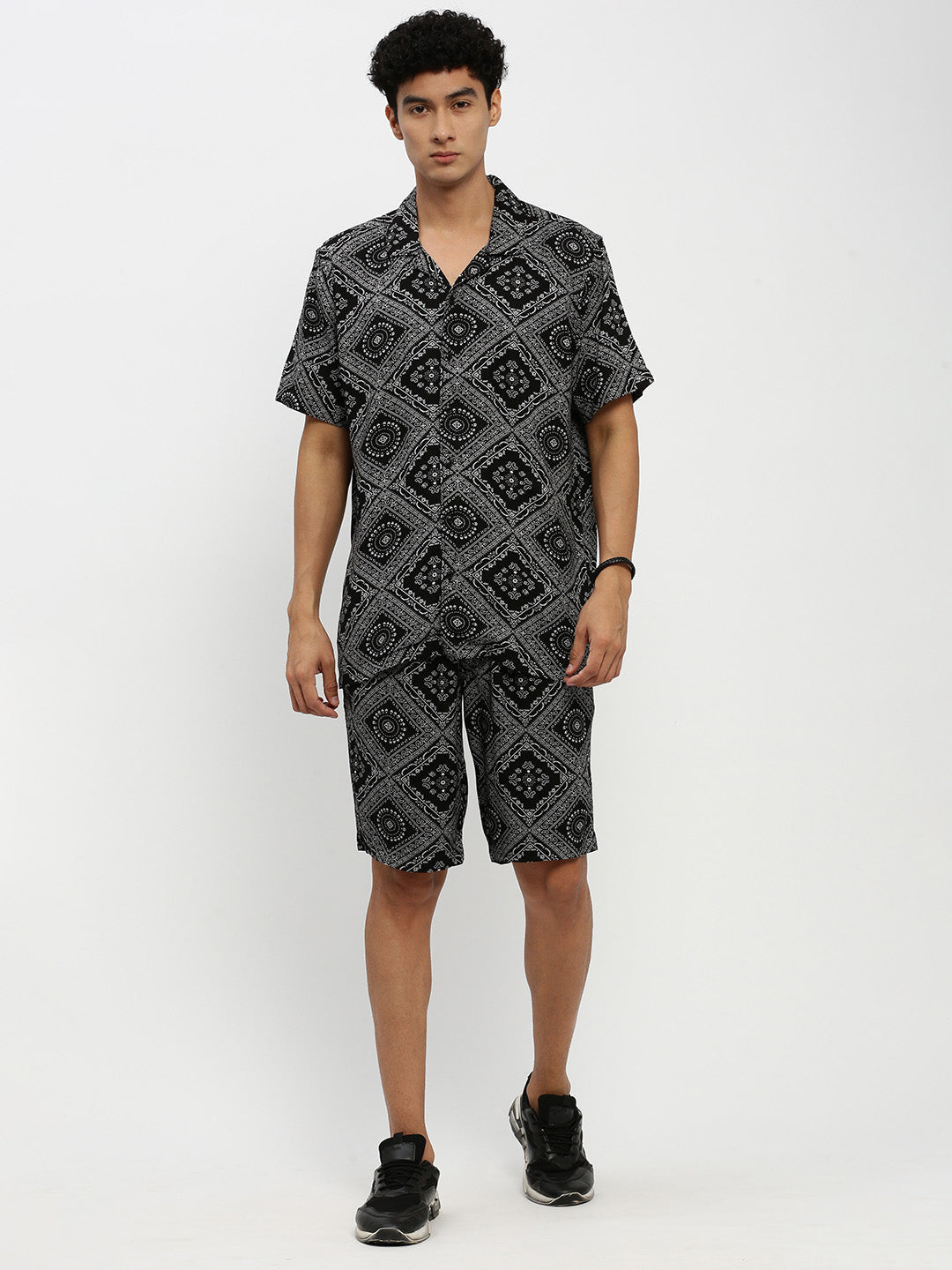 Men Black Printed Co ordSet